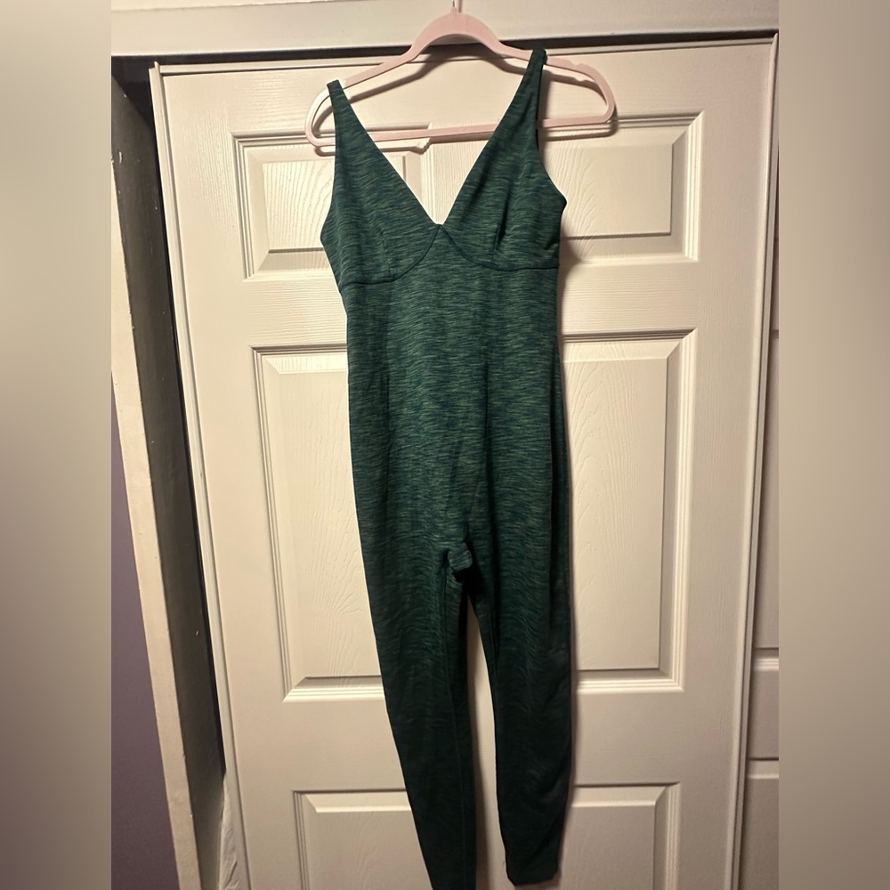 Outdoor Voices Flow V Neck Unitard Stretch Sleeveless Green Large